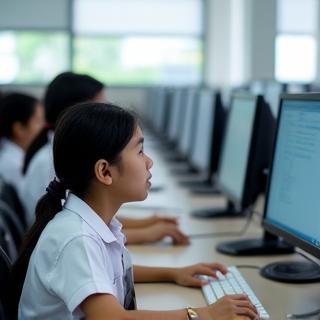 Students in the new computer lab at SK Cyberjaya, sponsored by the Initiative